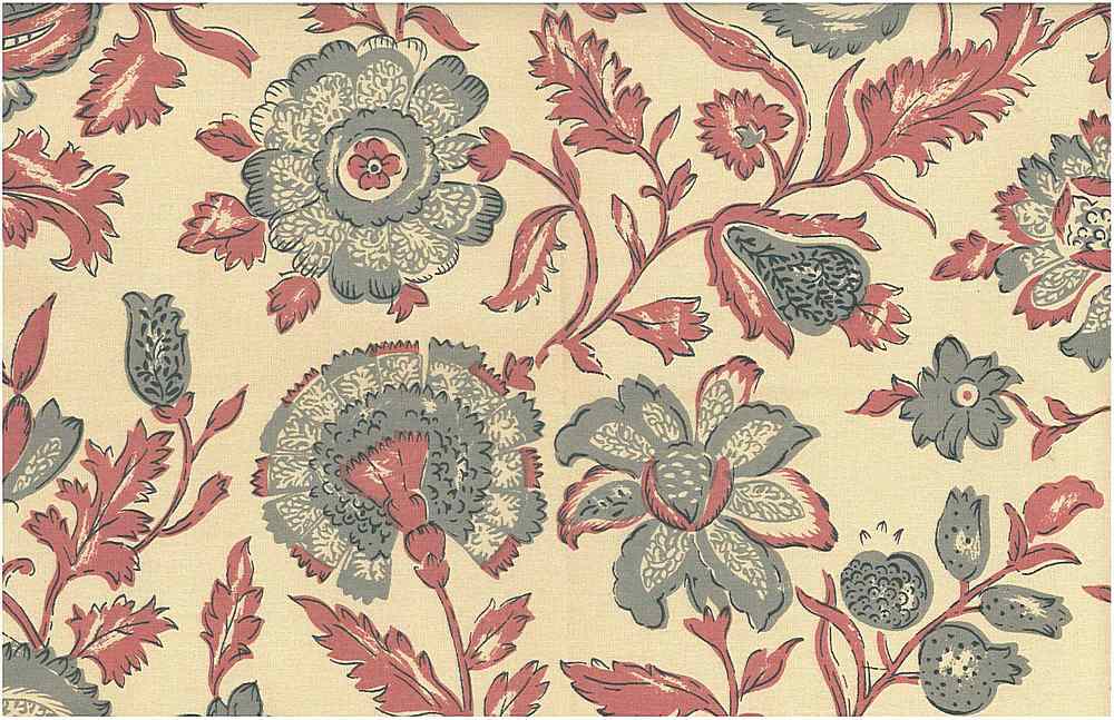 0950/4 BLOSSOM FOG BLOCK PRINT LOOK COUNTRY STYLE INDIAN DECOR PINK CORAL RED PURPLE COTTON