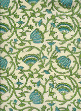 Load image into Gallery viewer, 0952/8 NAT/TEAL/JADE AQUA TEAL GREEN PRINT COTTON BLOCK LOOK COUNTRY STYLE INDIAN DECOR
