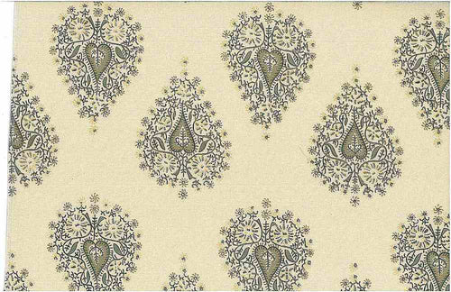 0955/2 FLAX BLOCK PRINT LOOK COUNTRY STYLE INDIAN DECOR NEUTRALS COTTON
