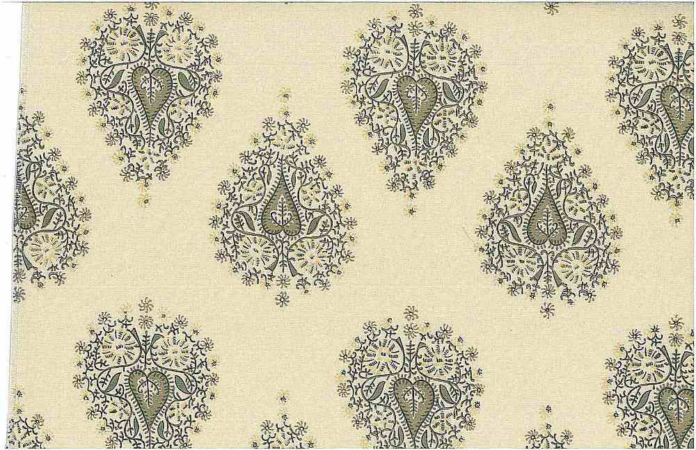 0955/2 FLAX NEUTRALS PRINT COTTON BLOCK LOOK COUNTRY STYLE INDIAN DECOR
