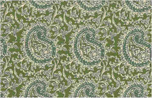 Load image into Gallery viewer, 0971/2 LEAF GREENS AQUA TEAL GREEN BLOCK PRINT LOOK COUNTRY STYLE INDIAN DECOR COTTON
