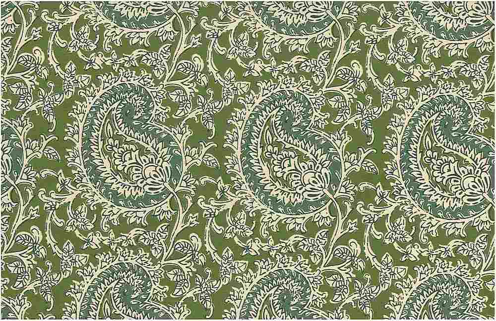 0971/2 LEAF GREENS AQUA TEAL GREEN BLOCK PRINT LOOK COUNTRY STYLE INDIAN DECOR COTTON